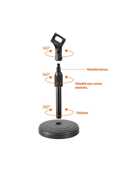 Mikrofon Standı Masaüstü Mikrofon Ayak Yükseklik Ayarlı Mikrofon Tutucu - 2
