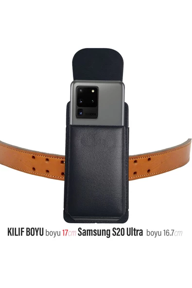 Samsung S20 Ultra Kemer Kılıfı Kapaklı Dik Suni Deri ürün görseli