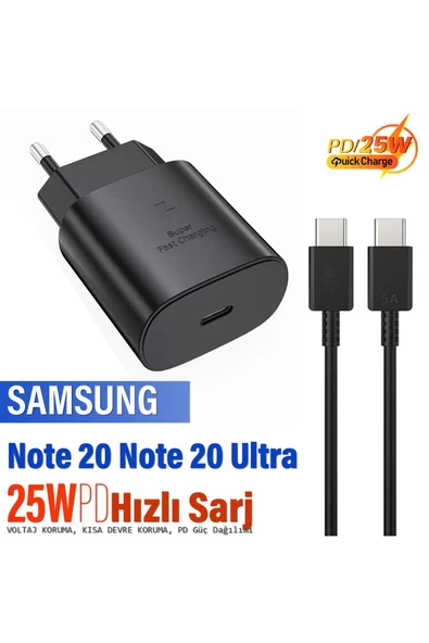 Samsung Note20 Notre 20 Ultra Şarj Aleti ve Kablosu 25W HIZLI Şarj Type C Kablo ürün görseli