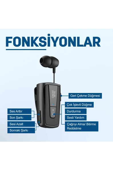 Makaralı Kulaklık Titreşimli Yaka Mandallı Makaralı Bluetooth Kulaklık - 2