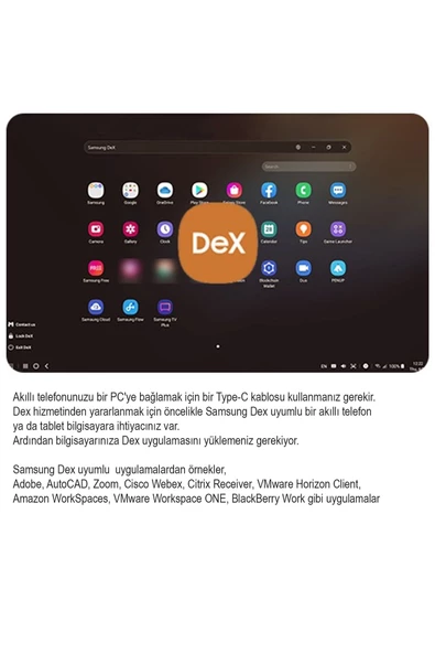 Samsung DeX Uyumlu Type-C Kablo Samsung Telefonu Bilgisayara Bağlama Kablosu - Resim 5
