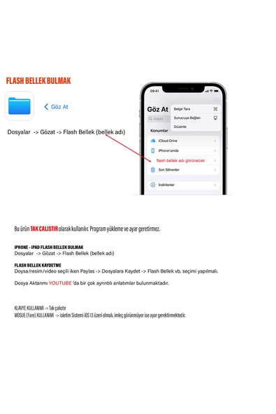 iPhone iPad USB Çevirici Dönüştürücü OTG Lightning - USB 3.0 Aktarıcı - 2