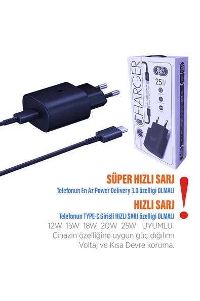Samsung A70 Uyumlu HIZLI Şarj Aleti ve 25W HIZLI Type-C 5A Hızlı Şarj Kablo - 3