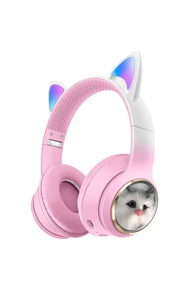 Kedi Kulaklık Bluetooh Kablosuz Kız ve Erkek Çocuklar İçin Hediye Önerisi Renkli Kedi Kulaklıklar - Resim 2