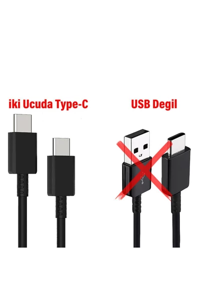 2 metre Type-C Uzun Hızlı Şarj Kablosu Type-C den Type-C ye Samsung A53 A54 A55 A72 A73 Uyumlu - 2