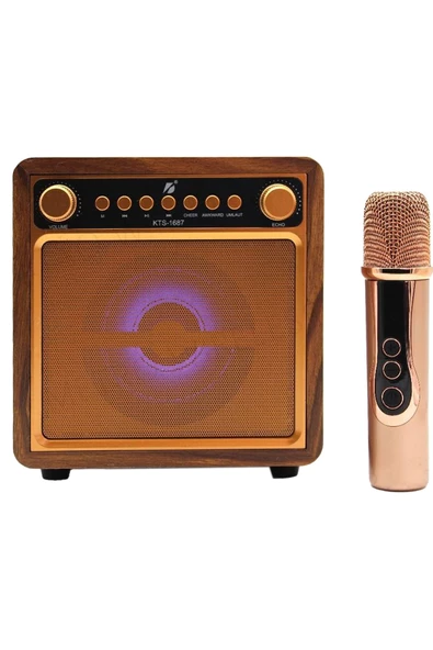 Karaoke Mikrofonlu Bluetooth Speaker 10W 4" Mikrofonlu Kablosuz Haparlör