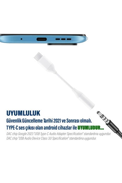 Samsung S23 FE S23 PLUS S23 Ultra Kulaklık Dönüştürcüsü TYPE-C Kulaklık Çevirici - Resim 3