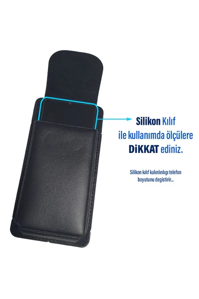 16cm Kemere Takılan Telefon Kılıfı Dik Bel Kemer Kılıfları Kapaklı Mıknatıslı 16.2 x 8 Cm - Resim 4