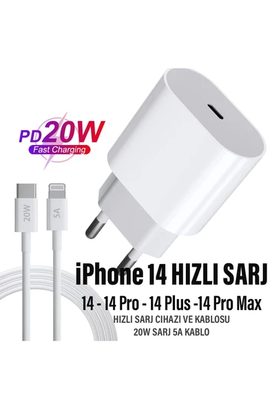 iPhone 14 Uyumlu Şarj Aleti HIZLI PD Şarj Cihazı Apple iPhone 14 Pro 14 Plus 14 Pro Max 20W HIZLI ürün görseli