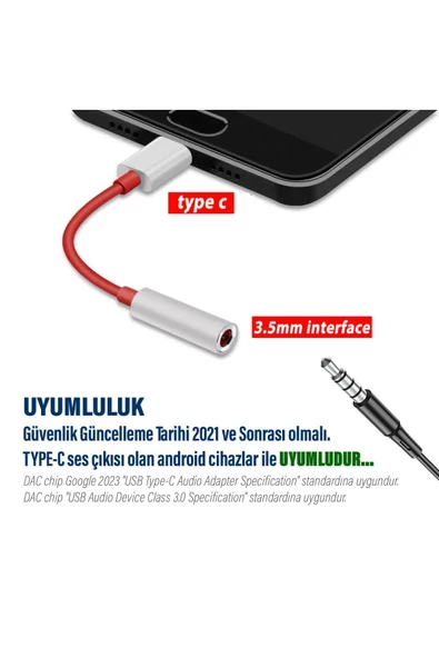 Tyep C Kulaklık Dönüştürcü Vivo V21 - V21e - V23 5G V25 - V29 5G V29 Lite 5G - V30 - V30 Lite Uyumlu - 2
