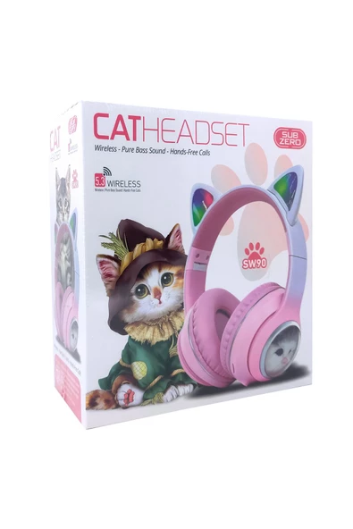 Kedi Kulaklık Bluetooh Kablosuz Kız ve Erkek Çocuklar İçin Hediye Önerisi Renkli Kedi Kulaklıklar - Resim 4