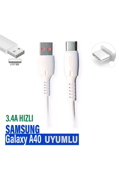 Galaxy A40 Şarj Kablosu TYPE-C 3.4A 20w HIZLI ürün görseli