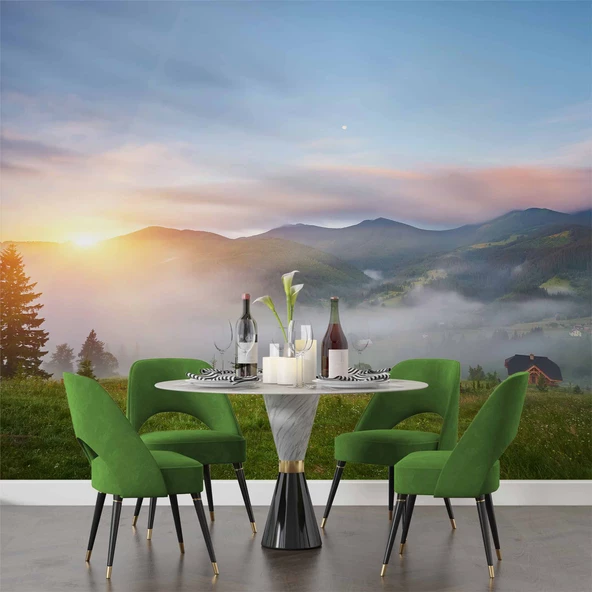 Dağ Bulut Gündoğumu Manzaralı Duvar Kağıdı Baskı - Resim 5