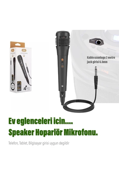Speaker Hoparlör Mikrofonu Karaoke Kablolu Mikrofon 6.5mm Jack Girişli - 2