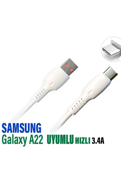 Samsung A22 Şarj Kablosu 3.4A 20W HIZLI Type C Şarj Kablosu