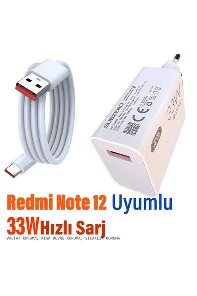 Redmi Note 12 Şarj Aleti 33W HIZLI Şarj Adaptör ve Kablosu