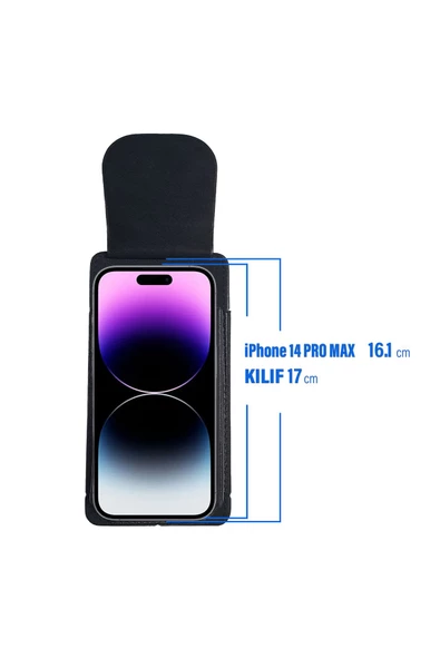 iPhone 14 Pro Max Uyumlu Kılıf Kemer Kılıfı Kapaklı Mıknatıslı Bel Kılıf - Resim 2