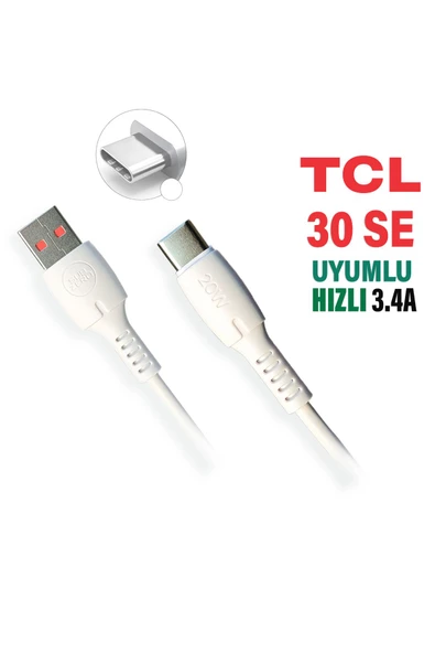 TCL 30 SE Şarj Kablosu USB - TYPE-C 3.4A HIZLI TCL 30SE Şarj Aleti Kablosu uyumlu