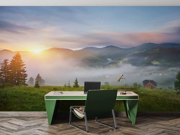 Dağ Bulut Gündoğumu Manzaralı Duvar Kağıdı Baskı - Resim 4