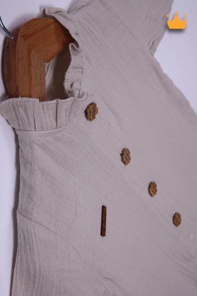 Begi %100 Pamuk Müslin Kız Bebek Fırfırlı Uzun Kollu Çıtçıtlı Tulum 22402 - 11