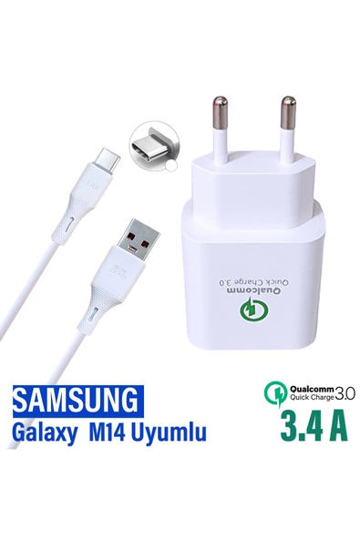 Samsung Galaxy M14 5G Uyumlu Hızlı Şarj Aleti Type-C Adaptör 18W ve Şarj Kablosu ürün görseli