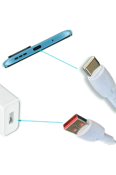 Galaxy A40 Şarj Kablosu TYPE-C 3.4A 20w HIZLI - Resim 2