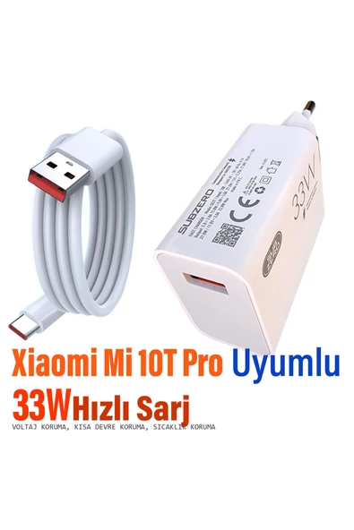 Xiaomi Mi 10T Pro Şarj Aleti 33W HIZLI Şarj Adaptörü ve 5A Kablosu
