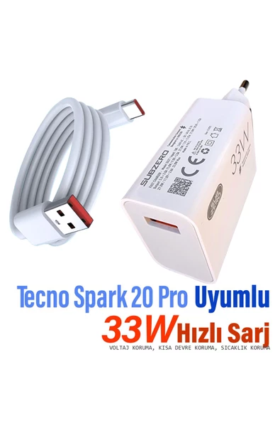 Tecno Spark 20 Pro Şarj Aleti 33W HIZLI Şarj ve 5A Kablosu ürün görseli