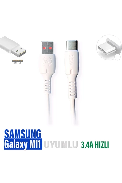 Samsung Galaxy M11 Şarj Kablosu 3.4A HIZLI 1 Metre