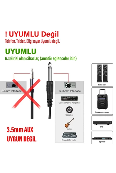 Speaker Hoparlör Mikrofonu Karaoke Kablolu Mikrofon 6.5mm Jack Girişli - 3