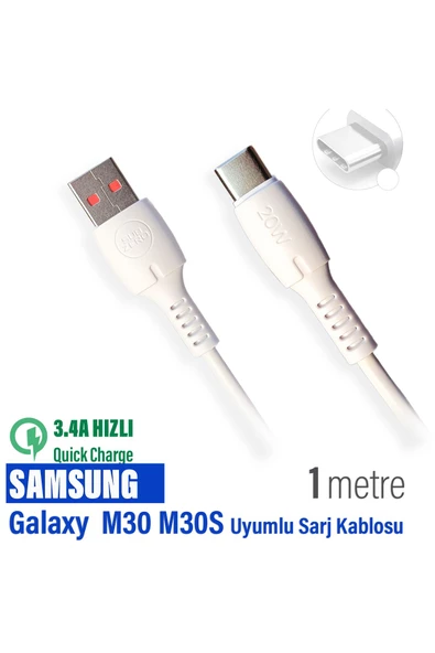 Samsung Galaxy M30 - M30S Şarj Kablosu USB - TYPE-C 3.4A 20w