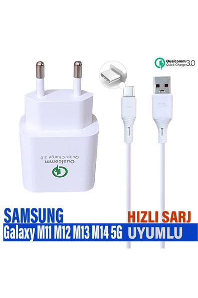 Samsung Galaxy M11 M12 M13 M14 5G Şarj Aleti HIZLI Şarj Adaptör ve Type-C Kablo