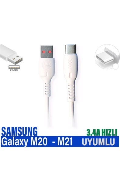 Samsung Galaxy M20 - M21 Şarj Kablosu 3.4A HIZLI USB - TYPE C