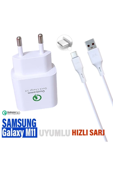 Samsung Galaxy M11 Şarj Aleti Type-C Kablo HIZLI Şarj Adaptörü