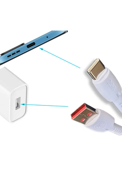 Samsung A22 Şarj Kablosu 3.4A 20W HIZLI Type C Şarj Kablosu - 2
