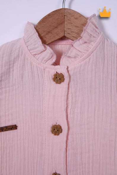 Begi %100 Pamuk Müslin Kız Bebek Fırfırlı Uzun Kollu Çıtçıtlı Tulum 22402 - 6