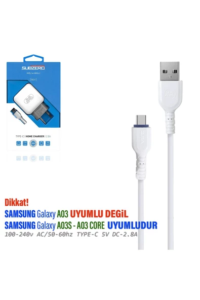 Samsung Galaxy A03s - A03 Core Uyumlu Şarj Cihazı 5V 2.8A - 2