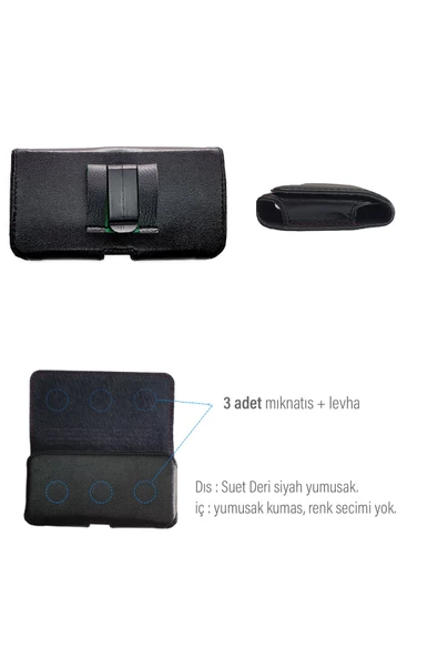 Samsung Galaxy A40 Bele Takılan Kemer Kılıf  Suni Deri Kapaklı Mıknatıslı - Resim 5