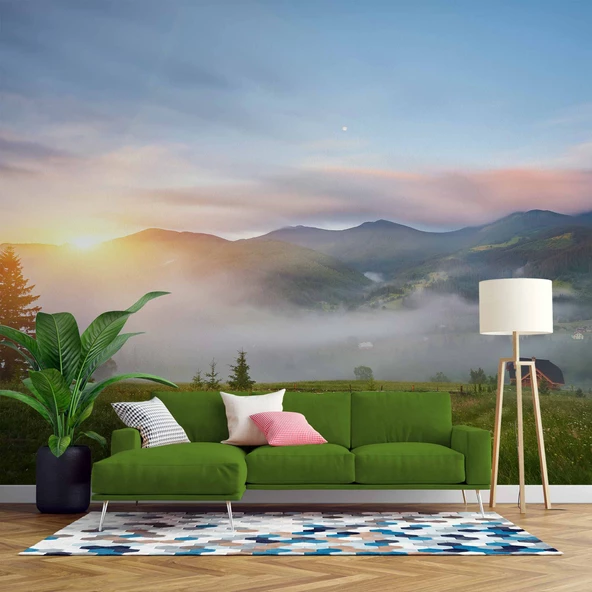 Dağ Bulut Gündoğumu Manzaralı Duvar Kağıdı Baskı ürün görseli