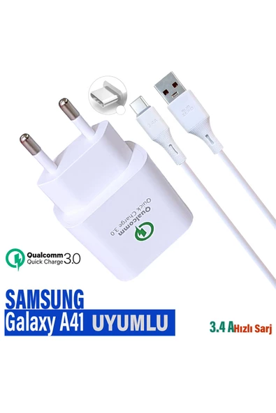 Samsung Galaxy A41 Şarj Aleti ve Type C Şarj Kablosu HIZLI şarj