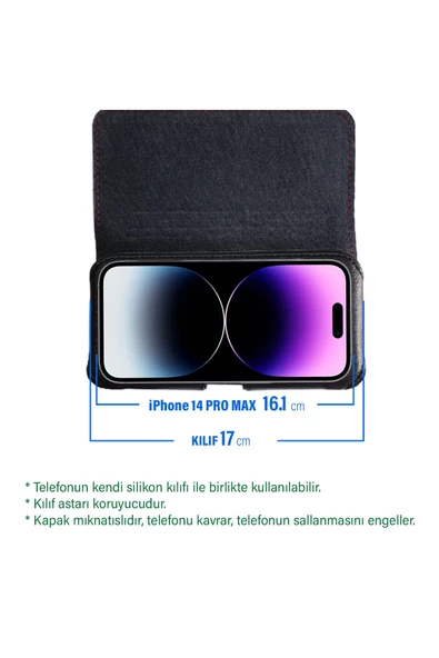 iPhone 14 Pro Max Kılıf Kemer Kılıfı Kapaklı Mıknatıslı Bel Kılıf - Resim 2