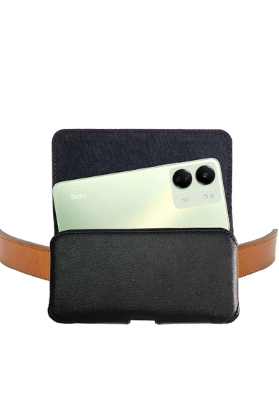 Xiaomi Redmi 13C Uyumlu Kılıf - Kemer Kılıfı - Suni Deri Bele Takılan Kılıf