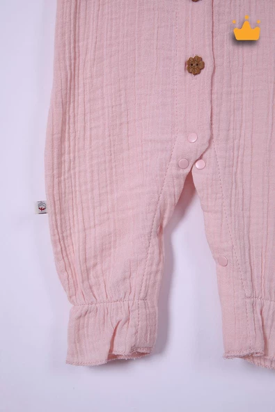 Begi %100 Pamuk Müslin Kız Bebek Fırfırlı Uzun Kollu Çıtçıtlı Tulum 22402 - 8