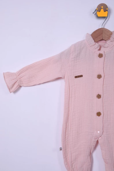 Begi %100 Pamuk Müslin Kız Bebek Fırfırlı Uzun Kollu Çıtçıtlı Tulum 22402 - 4