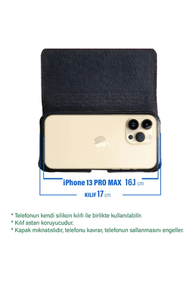 iPhone 13 Pro Max  Kılıfı Kemer Kılıf  Kapaklı Bel Kılıf Suni deri - Resim 2