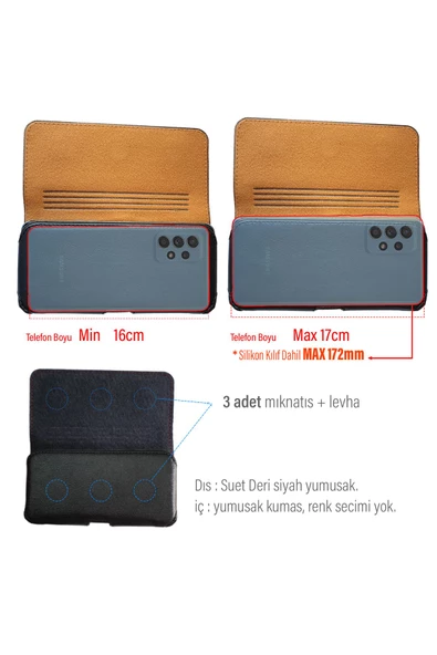 Samsung M11 Uyumlu Bel Kemere Takılan Kılıf Kapaklı Suni Deri Kemer Kılıfı - Resim 3