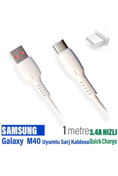 Samsung Galaxy M40 Şarj Kablosu USB - TYPE-C 3.4A 20w HIZLI ürün görseli