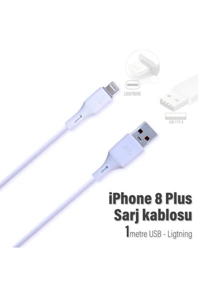 iPhone 8 Plus Şarj Kablosu  3.4A USB - Ligtning