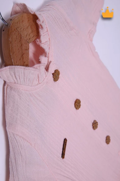 Begi %100 Pamuk Müslin Kız Bebek Fırfırlı Uzun Kollu Çıtçıtlı Tulum 22402 - 12