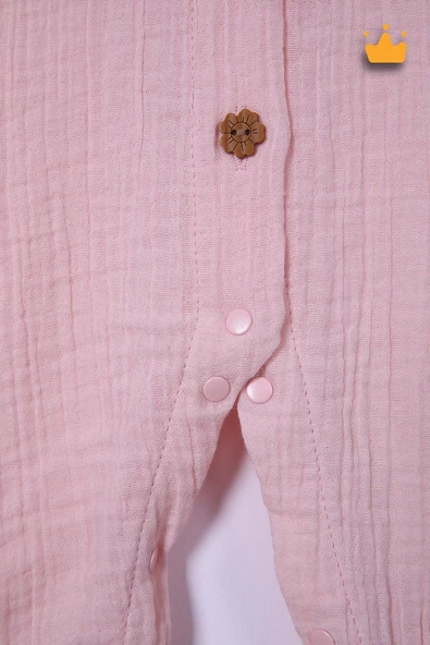 Begi %100 Pamuk Müslin Kız Bebek Fırfırlı Uzun Kollu Çıtçıtlı Tulum 22402 - 10